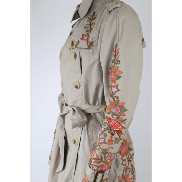 Calypso St Barth Floral Embroidered Trench Coat Boho Luxury Women’s Size M - Picture 5 of 16